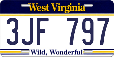 WV license plate 3JF797
