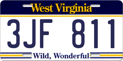 WV license plate 3JF811