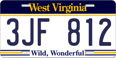 WV license plate 3JF812