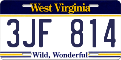WV license plate 3JF814