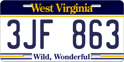WV license plate 3JF863