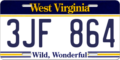 WV license plate 3JF864