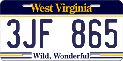 WV license plate 3JF865