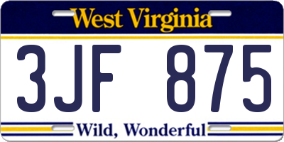 WV license plate 3JF875