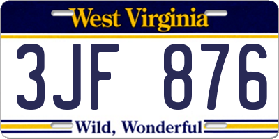 WV license plate 3JF876
