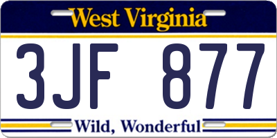 WV license plate 3JF877