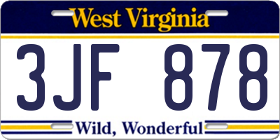 WV license plate 3JF878