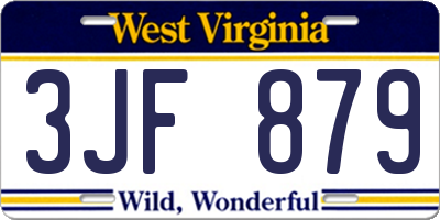 WV license plate 3JF879