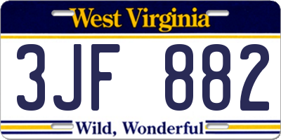 WV license plate 3JF882