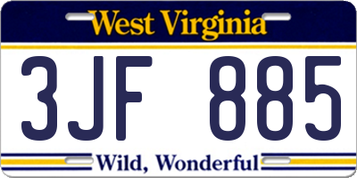WV license plate 3JF885