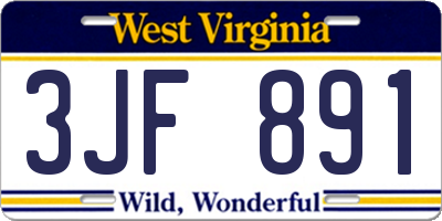 WV license plate 3JF891