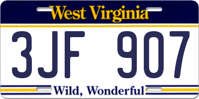 WV license plate 3JF907