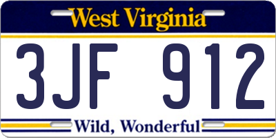 WV license plate 3JF912