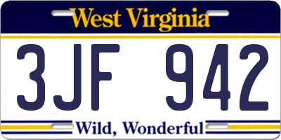 WV license plate 3JF942