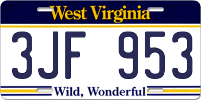 WV license plate 3JF953