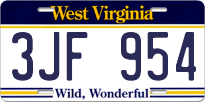 WV license plate 3JF954