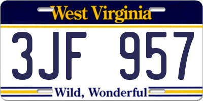 WV license plate 3JF957