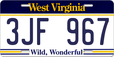 WV license plate 3JF967