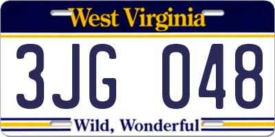 WV license plate 3JG048