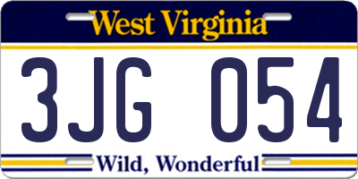 WV license plate 3JG054