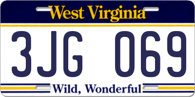 WV license plate 3JG069