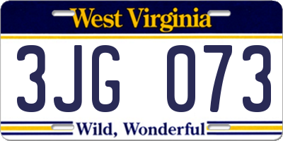 WV license plate 3JG073