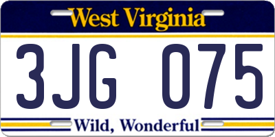 WV license plate 3JG075