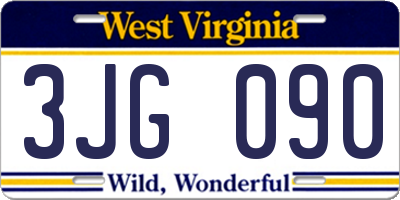 WV license plate 3JG090