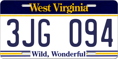 WV license plate 3JG094