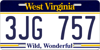 WV license plate 3JG757