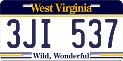 WV license plate 3JI537