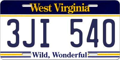 WV license plate 3JI540