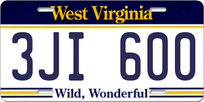 WV license plate 3JI600