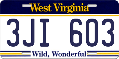 WV license plate 3JI603