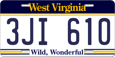 WV license plate 3JI610