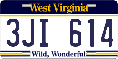 WV license plate 3JI614