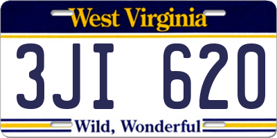 WV license plate 3JI620