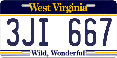 WV license plate 3JI667