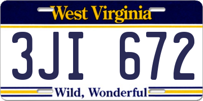 WV license plate 3JI672