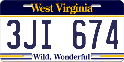WV license plate 3JI674