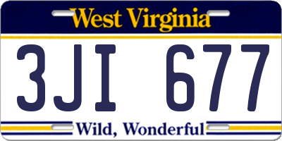 WV license plate 3JI677
