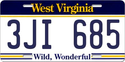 WV license plate 3JI685