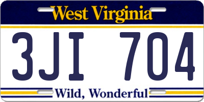 WV license plate 3JI704