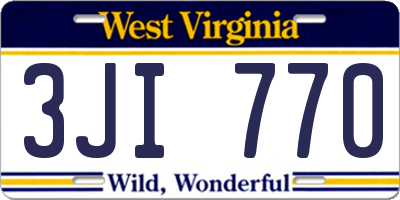 WV license plate 3JI770
