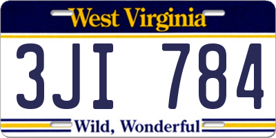WV license plate 3JI784