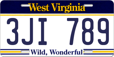 WV license plate 3JI789