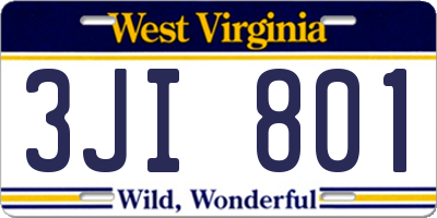 WV license plate 3JI801