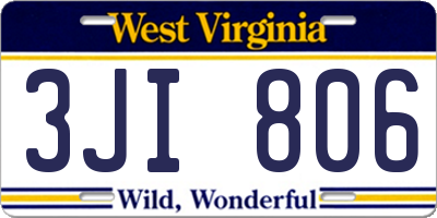 WV license plate 3JI806