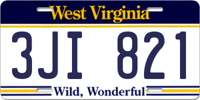 WV license plate 3JI821