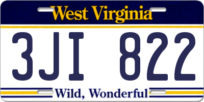WV license plate 3JI822